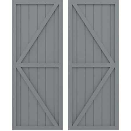 Ekena Millwork Americraft 6-Board Wood 2 Equal Panel Frmd Board-n-Batten Shutters w/Dbl Z-Bar, ARW102BF621X63CHH, PR ARW102BF621X63CHH